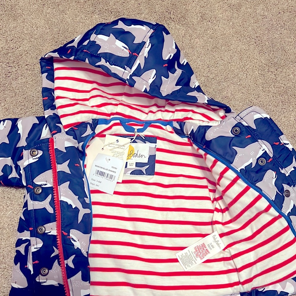 Baby boden Beacon Blue sharks coat